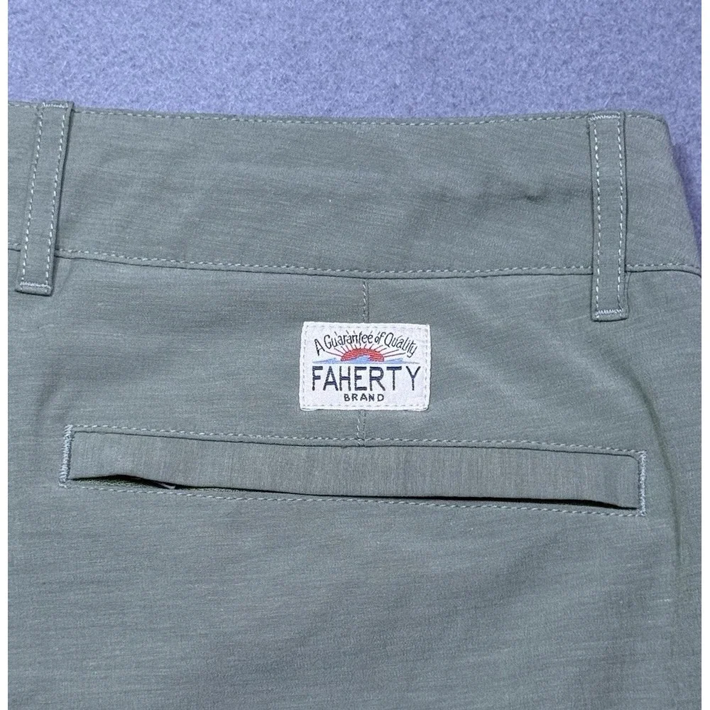 Faherty All Day Shorts Mens 35 Sage Green Golf Athleisure Normcore Dadcore USA
